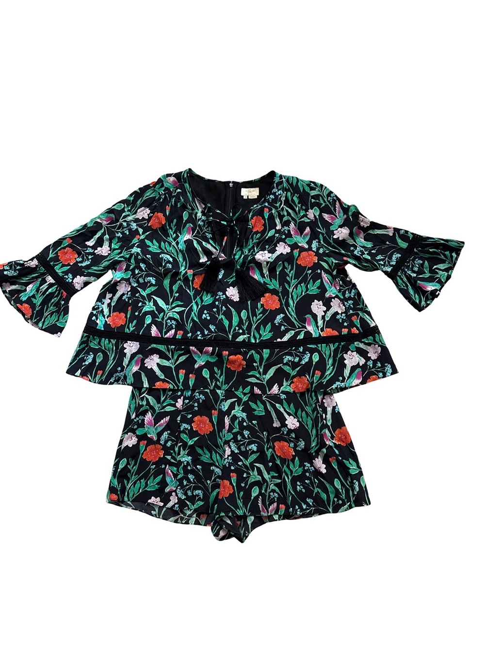 kate spade Black Floral Tie-Front Top & Matching Shorts